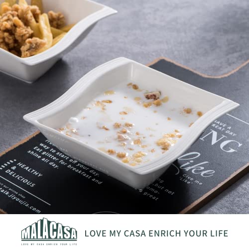 Image of MALACASA 30 Piece Ivory White Dinnerware Sets Bundle with 26 Piece Plates and Bowls Sets, Series FLORA