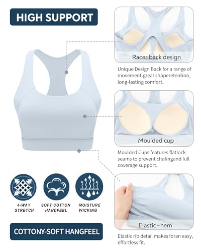 Image of RUNNING GIRL Sports Bras for Women High Support,Molded Cup Racerback Sports Bra with Sewn in Pads Workout Running Bra(WX3176Grey,L)