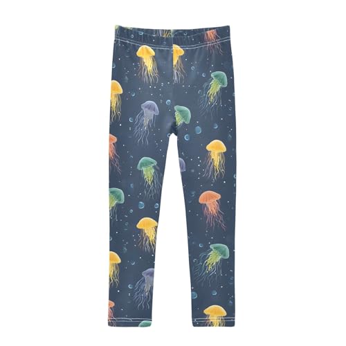 ALAZA Girls' Leggings Children's Yoga Pants Skinny Printed Dance Colorful Jellyfish Cute Comfortable 4T
