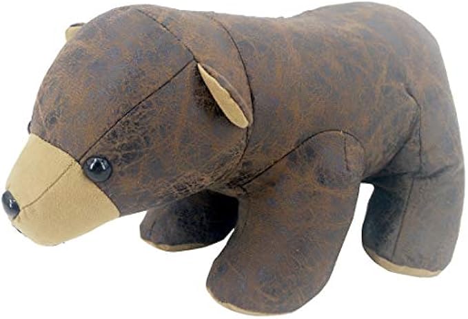 Faux Leather Fabric Animal Door Stopper Bear Lover Gifts Decorative Doorstops Book Stopper Wall Protectors, Anti Collision Cute Bear