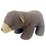 Faux Leather Fabric Animal Door Stopper Bear Lover Gifts Decorative Doorstops Book Stopper Wall Protectors, Anti Collision Cute Bear