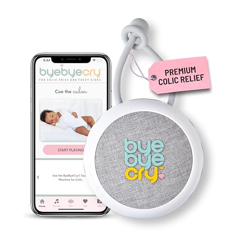 Image of ByeByeCry Colic Sound Machine for Babies | Pediatrician-Approved White Noise Machine | 10 Soothing Sounds for Colic & Sleep | Portable & Rechargeable | Baby Registry Must-Have, No Medicine Needed