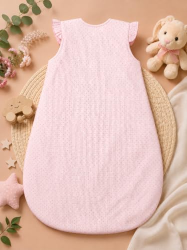 Image of TuddyBuddy Baby Cotton Wearable Quilted Sleeping Bag Blanket 1.5 Tog with 1 Way Zipper Closure | Ideal for Babies & Kids Hypoallergenic Fabrics | (Bunny Patch - Pink Polka, 18-24 Months)