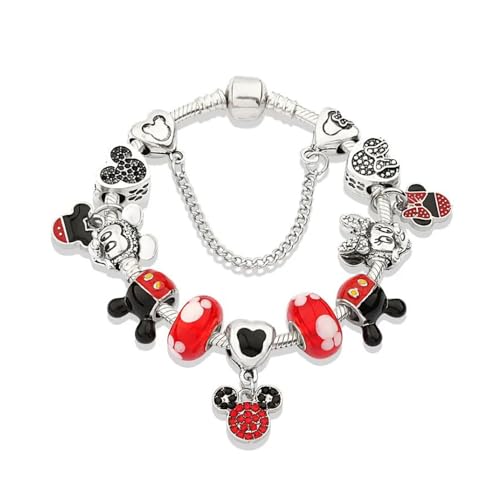 Cartoon Mouse Charms Bracelet, Red & Beautiful, 20CM, Silver, SHAPER681359412913