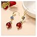 SHANGMAOYO Naturstein Bergkristall Vintage Frauen Ohrringe Rot Achat Kupfer Metall Naturstein Baumeln Haken Ohrringe Mutter Glücksgeschenk Healing Crystals (Gem Color : Red)