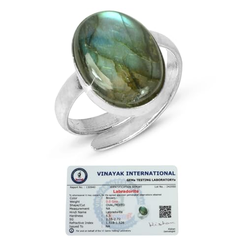 Image of Women Natural Certified Labradorite Adjustable Ring - Gemstone Crystal Stone