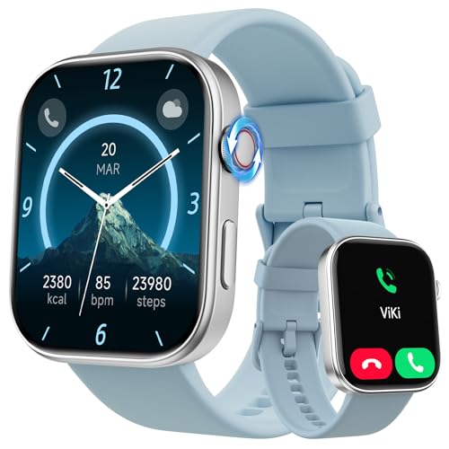 Tensky Reloj inteligente para mujeres/hombres, Android e iOS, rastreador de fitness AMOLED de 2 pulgadas con llamada Bluetooth, voz IA, monitor de frecuencia cardíaca impermeable 3ATM, sueño, SpO2,