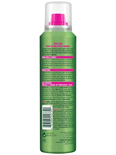 Garnier Fructis Style Root Amp Lifting Spray Mousse, Extreme Hold, 5.0 Oz, 1 Count (Packaging May Vary)