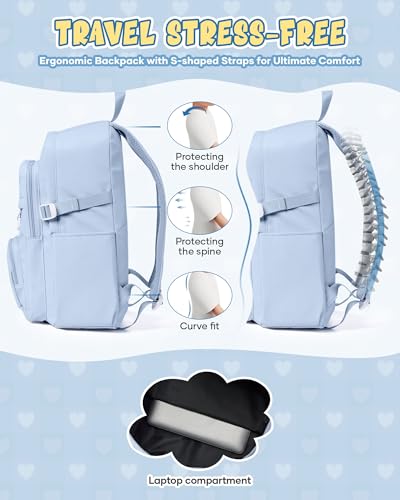 Image of Lightweight Backpack for College & High School Backpack With Lots of Pockets Cute School Bag for Girls Boys, Large Capacity Bookbag for Women Men, Waterproof Teens Casual Daypack Backpack(Blue)