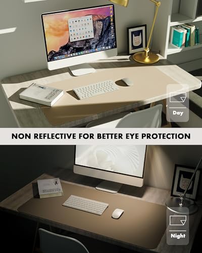 Image of YSAGi Double-Sided Desk Pad, 31.5 inchx15.7 inchLeather Desk Mat, Eco Cork Desk Pad Protector,Large Mouse Pad,Waterproof Desk Blotter for Office /Home(Apricot)