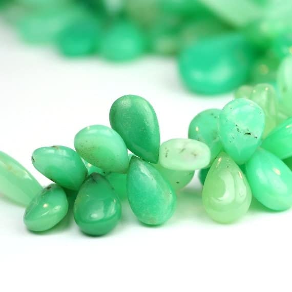 Chrysoprase briolette poire 6-7mm verte et marron pour création de bijoux LKBEADS