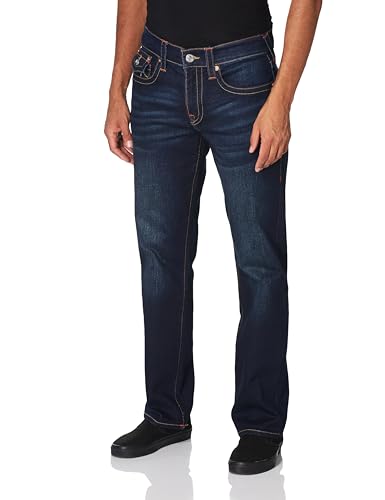 True Religion Men's Ricky Straight Leg Jeans, Dark WASH Muddy Waters, 31