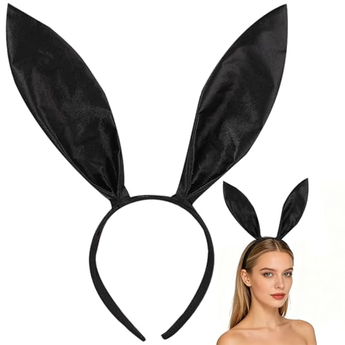 Bauiltwy Black Bunny Ears Halloween Headbands for Women Rabbit Ears Headband for Adult Cosplay Costume Accessories Easter Bunny Costume Adult Halloween Costumes Accessories