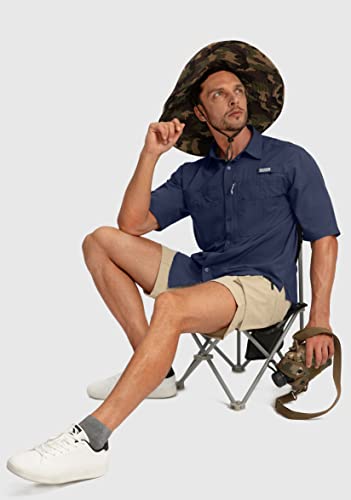 Men's Fishing Shirts with Zipper Pockets UPF 50+ Lightweight Cool Short Sleeve Button Down Shirts for Men Casual Hiking 6