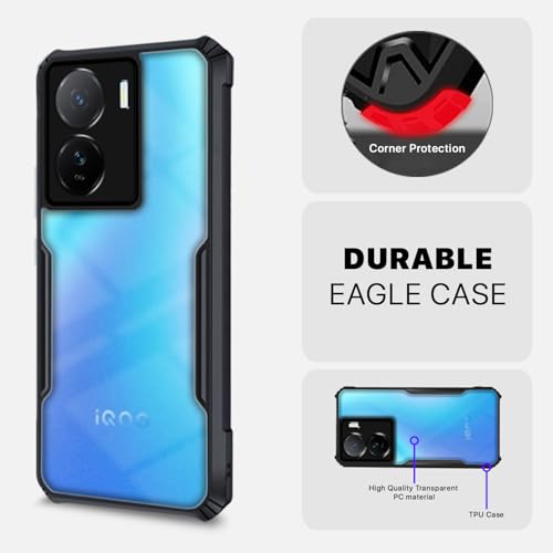 Image of Outlouders Back Cover for iQOO Z7 5G / iQOO Z7S 5G | Ultra Hybrid Transparent | Full Camera Protection | Raised Edge | Crystal Clear Bumper Case(Black)