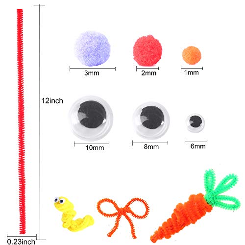 Hicdaw 470Pcs Pipe Cleaners Craft Supplies Pipe Cleaners Including 120Pcs Pipe Cleaners, 150Pcs Wiggle Eyes, 200pcs Pom Poms for DIY Art Craft Decorations