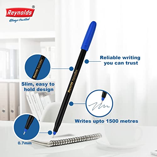 Image of Reynolds AEROSLIM Ball Pen SET - 25 BLUE PENS WITH COMFORTABLE GRIP |BLUE BALL PENS FOR WRITING | PEN FOR STUDENTS & OFFICE STATIONERY | 0.7 mm TIP SIZE