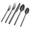 KINGSTONE Black Silverware Set, 20 PCs Black Flatware Set for 4, 18/10 Stainless steel Cutlery Set for Home Kitchen and Restaurant(Black, 20 pieces for 4)