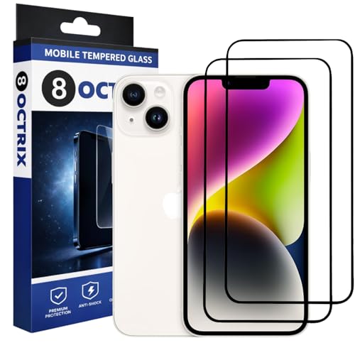 Image of Military-Grade Tempered Glass Screen Protector Compatible for iPhone 16e / iPhone 13 / iPhone 14 / iPhone 13 Pro with Edge to Edge Coverage - Case Friendly with Installation Kit (Pack Of 2)