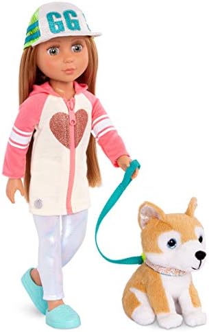 Glitter Girls GG51079Z 14 Doll Tavi, Brown Hair w/Pet Dog Nougat