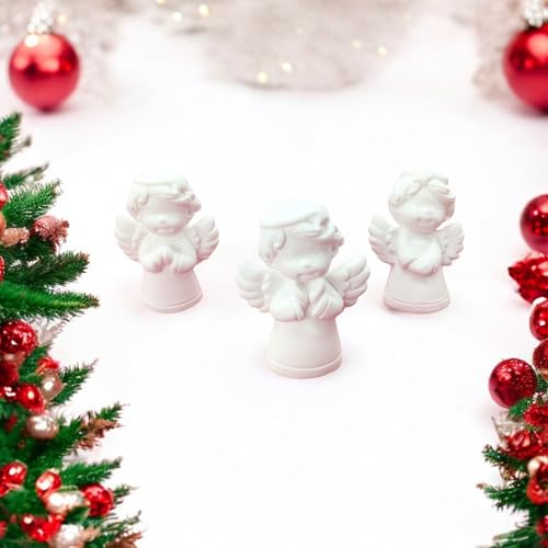 Doni Bomboniere 12PZ Gessetto Angioletto Decorazioni Natale Addobbi Natalizi Chiudi Pacco Regali in Varianti Assortite Originale Economico Gadget
