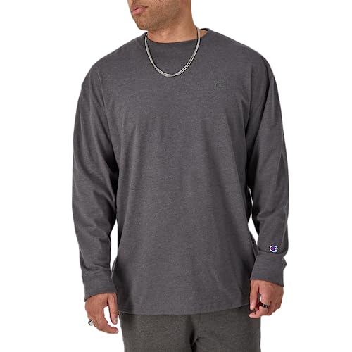 Champion Men's Classic Jersey Long Sleeve T-Shirt, Granite Heather, X-Large4
