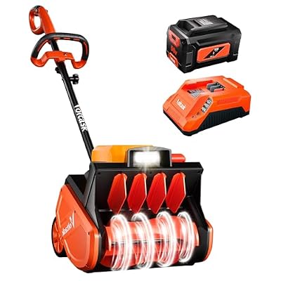 VOLTASK 56V Cordless Snow Shovel, 14.3" Electric Snow Blower, 2000W Brushless Battery Snow Shovel, 26FT Throw Distance Snow Removal with 4.0Ah Battery & Quick Charger
