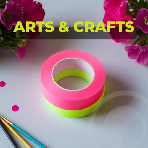 Image of WOD GTMC12F Fluorescent Multi-Color Rainbow Gaffer Tape, 3 inch x 25 yds. (4-Rolls) Gym School Pack Floor Marking Tape, Secures Cables, & No Sticky Residue