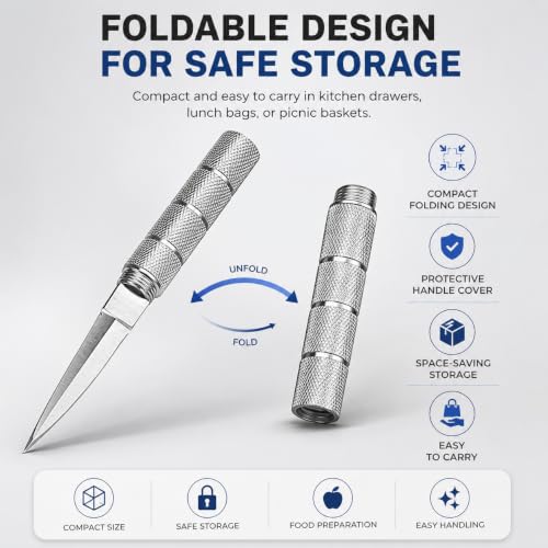 Image of Machado Compact Stainless Steel Kitchen Paring Knife with Detachable Handle | Portable Mini Box Opener for Daily Household & Office Use, Manual Open Design