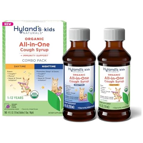 Hyland's Kids Organic All-in-One Grape Cough Syrup Day & Night, Two 4 Ounce Bottles Cover