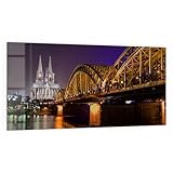DEQORI Küchenrückwand Glas | Motiv Kölner Nachtglanz | 100x50 cm cm | Bad- oder Herd-Rückwand | Herdblende Spritzschutz für Küche & Badezimmer | moderne Deko für Fliesenspiegel