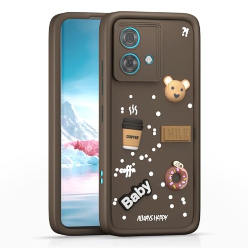 Image of Bintage Cute Fun Ball | Taddy Cartoon 3D Smiley Coffee Cup | Milk Donut | Full Camera Protection Back Cover Compatible for Moto Edge 40 Neo - Brown