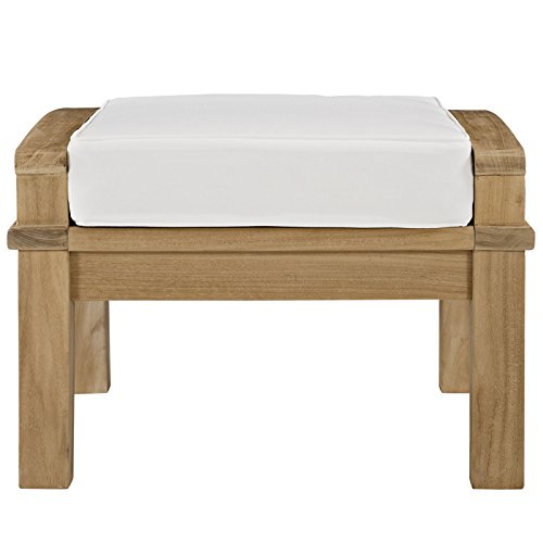 Modway EEI-1152-NAT-WHI-SET Marina Premium Grade A Teak Wood Outdoor Patio Ottoman, Natural White by Modway - Image 5