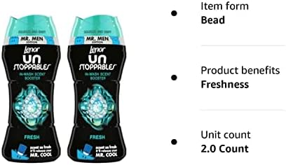 Lenor Unstoppables in-Wash Scent Booster Beads, Pack of Two, 2 x 176 gr, Fresh Scent, Mr. Men Edition