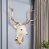 BEBANE Animal Head Wall Decor Deer Head Wall Decor Faux Resin Animal Head with Gold Antlers for Wall Mount Decoration Christmas Decoration Woodland Nursery Decor Office Wall Decor