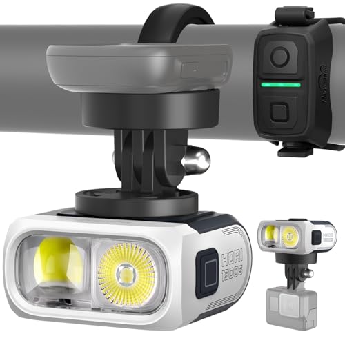 Image of Magicshine HORI1300S Bike Headlight, Compatible with Garmin /Wahoo, 1300 Lumens High & Low Beam Front Light, USB-C Rechargeable, IPX6 Waterproof for Night Riding and Urban Cycling