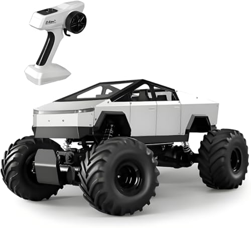 Image of Cyberr Style 1:8 Alloy RC Truck, 4WD 2.4GHz Remote Control Off-Road Car with Metal Body, Shock Absorbers & LED Lights, All Terrain High Performance RC Vehicle for Kids & Adults