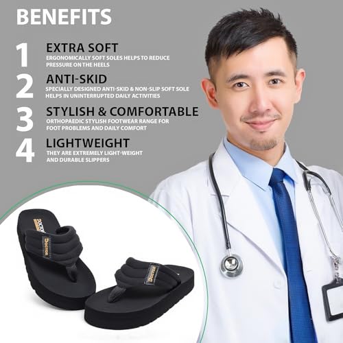 Image of Cushioned Flip Flops for Men | Padded Fabric Strap Thong Slippers | Lightweight Anti-Slip EVA Sole Everyday Wear Footwear