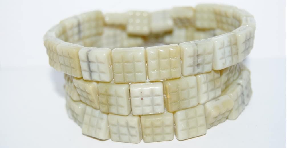 40 pcs Square with 9 Squares Pressed Glass Beads, (13010Mix), Glass, Czech Republic, Size 13 mm (0.51 in)