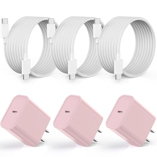 Image of [Apple MFi Certified] iPhone 17 Pro Max Quick Charger,3Pack 20W USBC Block | Wall Charger Block and 6Feet USB C to USB C Fast Charging Cable for iPhone 17 /17Air /16 Pro /16 ProMax /iPhone 15 /15 ProMax /Plus