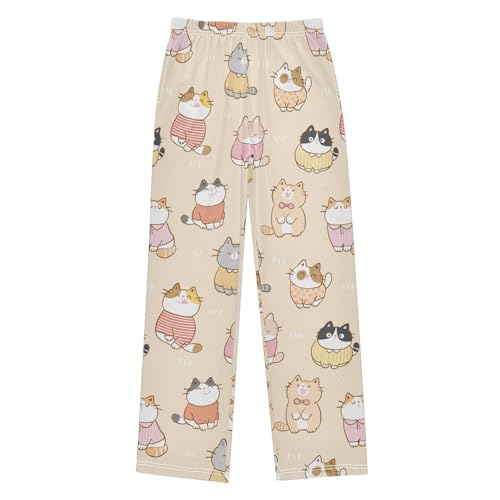 Boys' Pants Cute Cat Funny Long Bottoms Jogger Pants Elastic Waist Trousers with Pockets S-XL