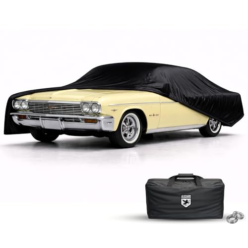 Image of Scratch Resistant Indoor Car Cover with Warranty Compatible with Chevrolet 1965-1970 Impala - Black Satin Ultra Soft Material Car Cover Car Accessories