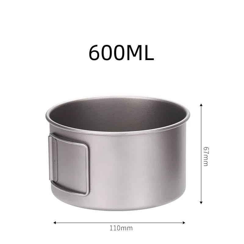 Besteck-Set, 2-teilig, faltbarer Griff, tragbare Titan-Schüssel, Outdoor, Camping, Wandern, Picknick, Kochwerkzeug