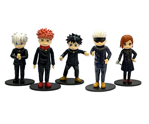 AUGEN Jujutsu Kaisen Set of 5 Action Figure Limited Edition for Car Dashboard, Decoration, Cake, Office Desk & Study Table (15cm)(Pack of 5)