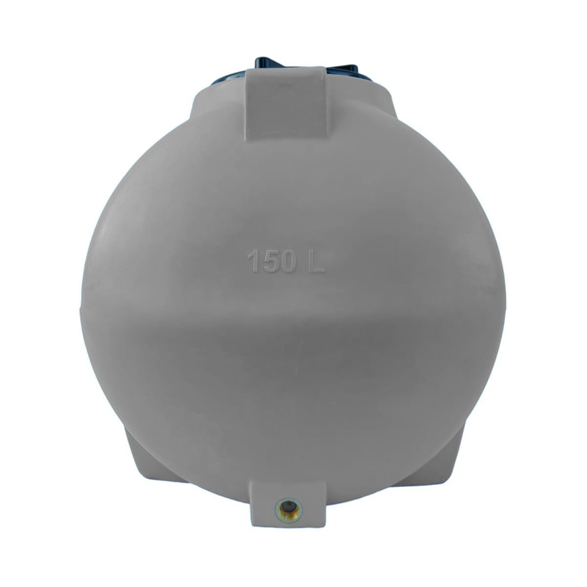 Varile Serbatoio per acqua potabile da 150 l, colore grigio, senza BPA, filettatura in ottone integrata da 3/4", prodotto in EU, adatto per alimenti, orizzontale