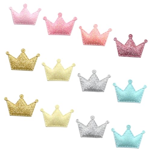 Frcolor 50個 クラウン刺繍用布貼 衣服装飾パッチ 縫製アップリケ キラキララメ素材 洋服 バッグ補修用