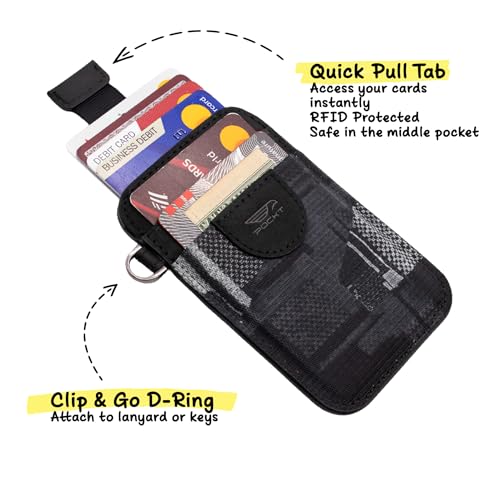 Image of POCKT Slim Card Holder Wallet For Men and Women - Minimalist Front Pocket Wallet Elastic Credit Card Holder Genuine Leather RFID Blocking Card Case Wallets | Smutch