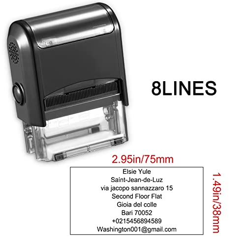 Personalised Stamp 75x38mm Custom Self-Inking Business Address Rubber Stamps Up to 8 Lines-4 Color and Font Choices
