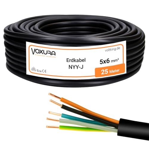 NYY-J 5x6 mm 25m Ring Erdkabel Stromkabel Verlegung im Freien Erdreich Kupfer