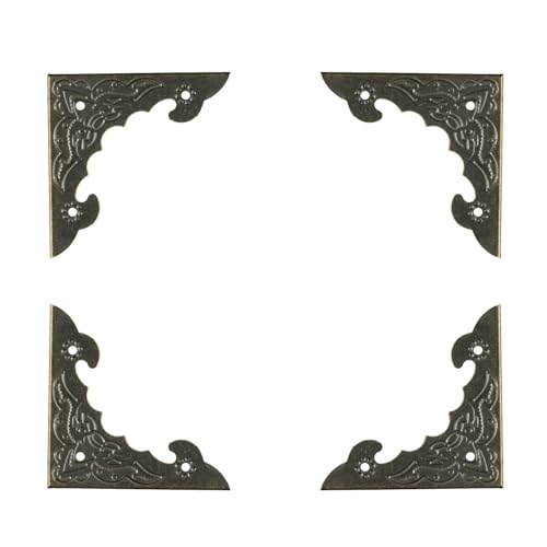 Image of Geesatis Corner Hardware 2.2 inch X 1.6 inch,Bronze Decorative Corner Protector | Decorative Edge Safety Guard Cabinet Furniture Corner Protectors,Corner Protectors for Box Table Desk, with Screws,30 Pack